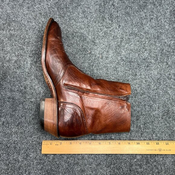 Boulet Ranch Hand Western Boots Men's Size 10 Brown Leather Zip Dress Cowboy - Picture 13 of 14